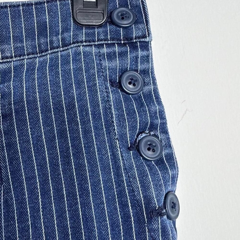 J Crew Vintage Denim Pinstripe slim wide leg trousers button closure size 24 - Picture 5 of 12